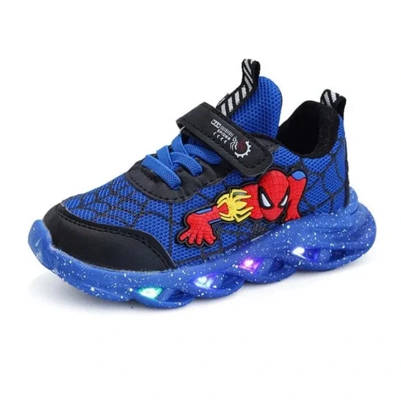 Boys Spiderman Mesh LED Light Up, Breathable Sport Shoes, Disney - Picture 4 of 5
